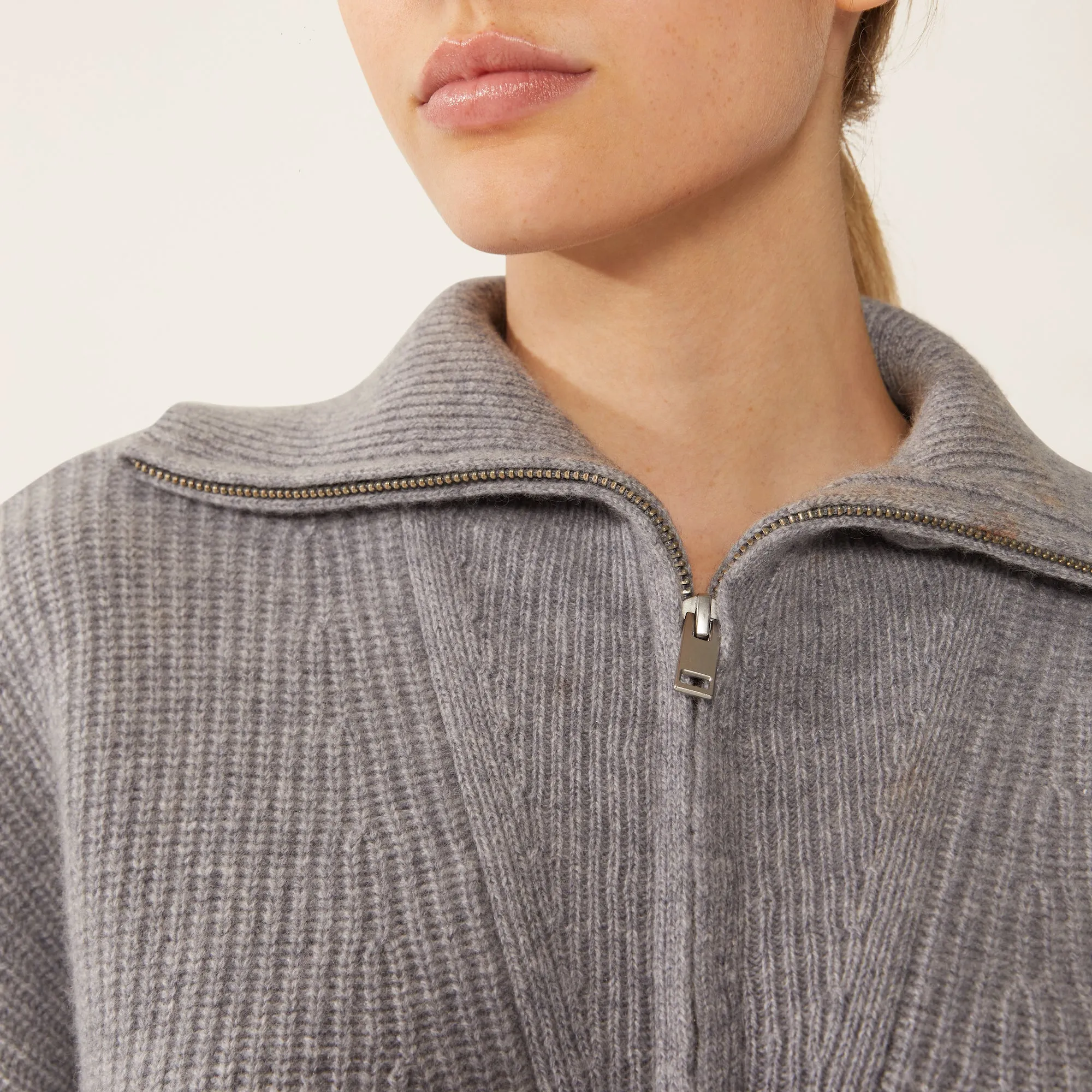 Sophia Chunky Cashmere Quarter Zip Pullover