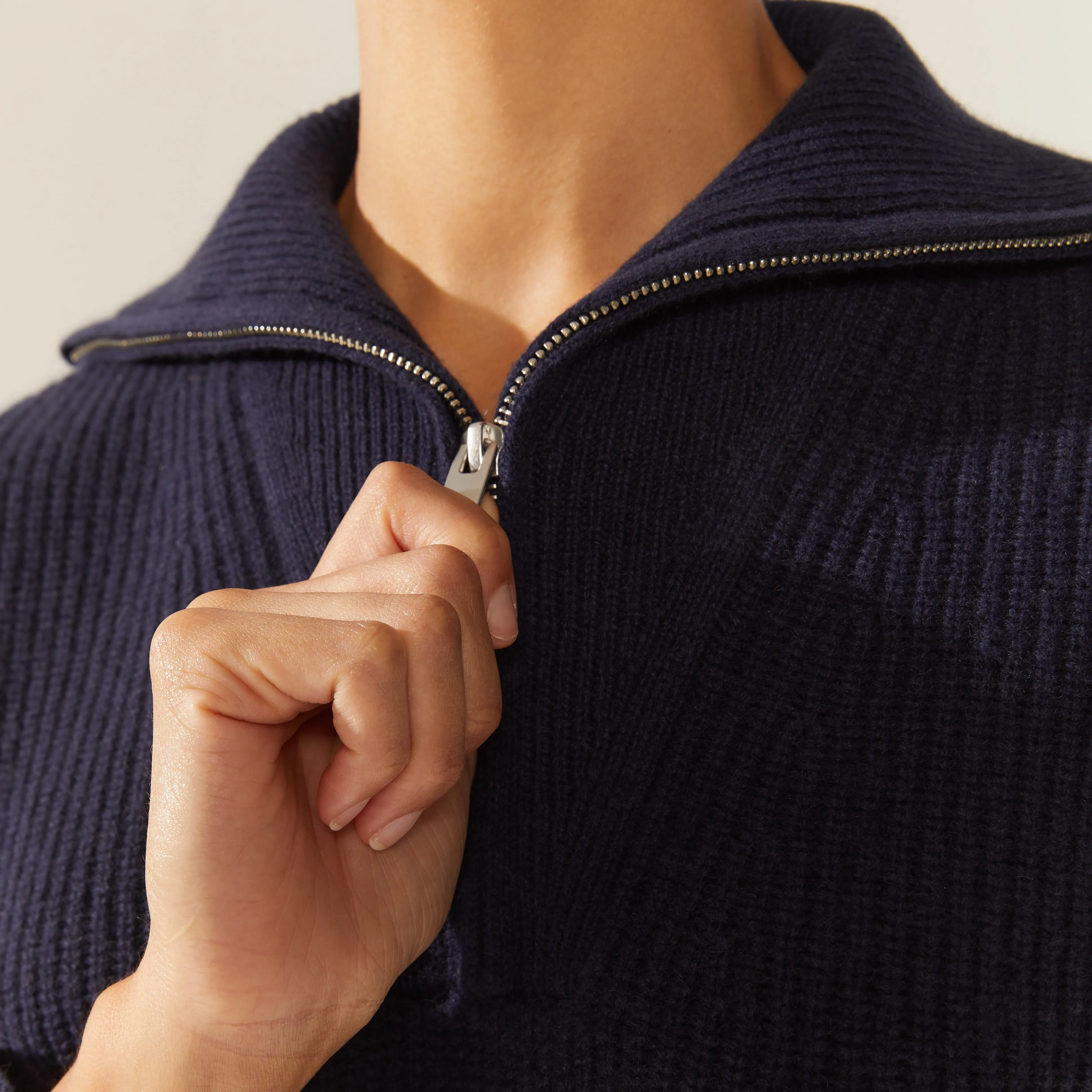 Sophia Chunky Cashmere Quarter Zip Pullover