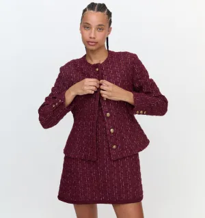 The Valentina Jacket - Burgundy Tweed