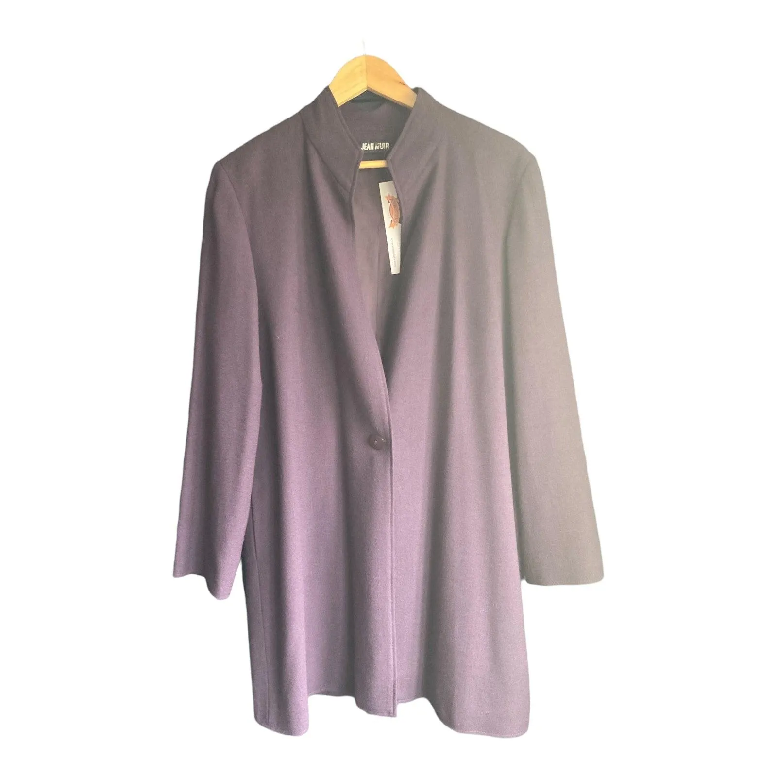 Vintage Jean Muir Crepe Purple Long Sleeved Dress and Matching Coat Suit UK Size 14