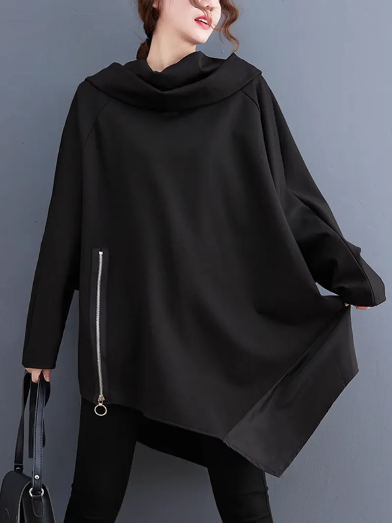 Women's Mid-Length Cape Modern Hooded Top