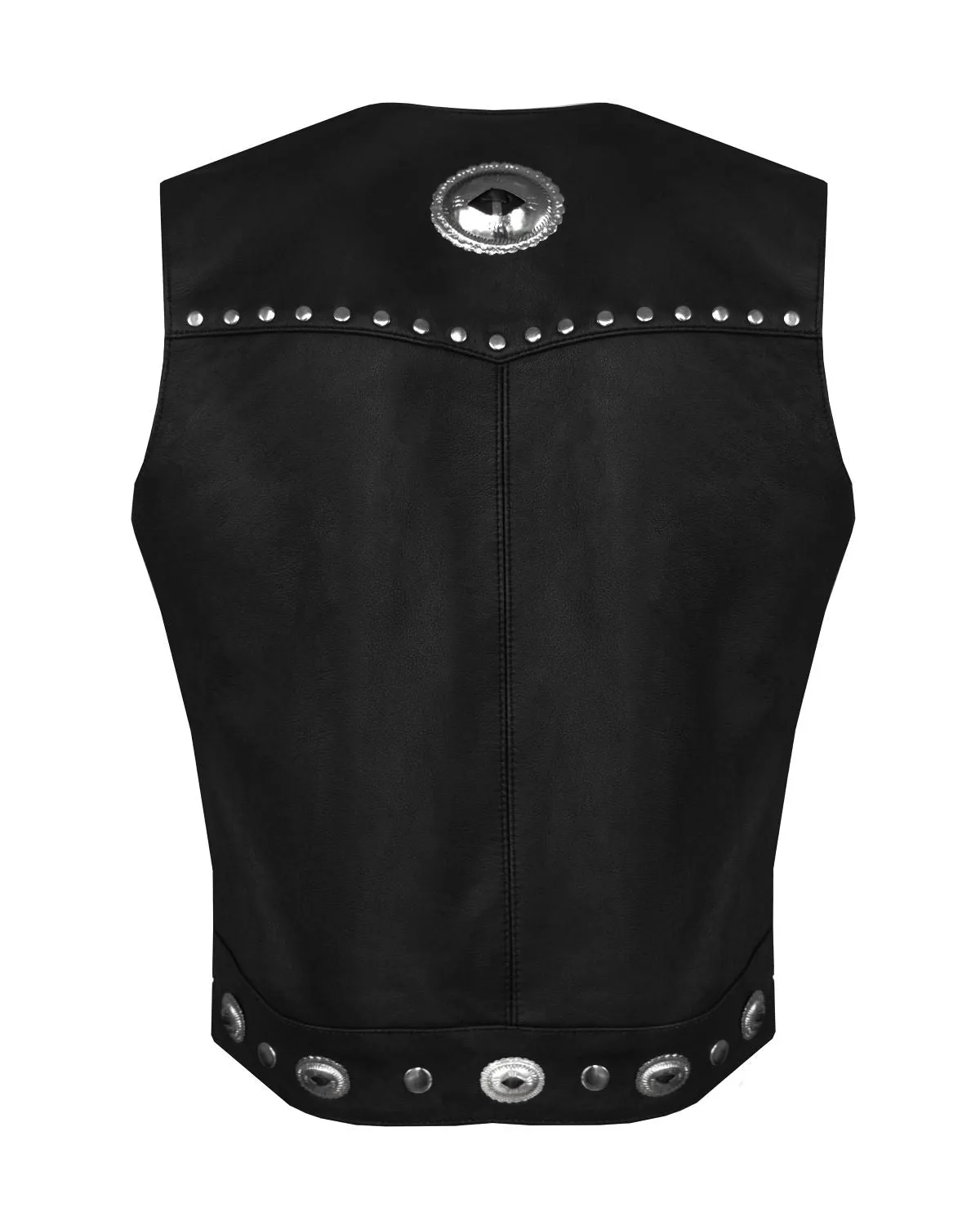 Womens Studded Leather Motorcycle Vest With Concealed Carry Pockets