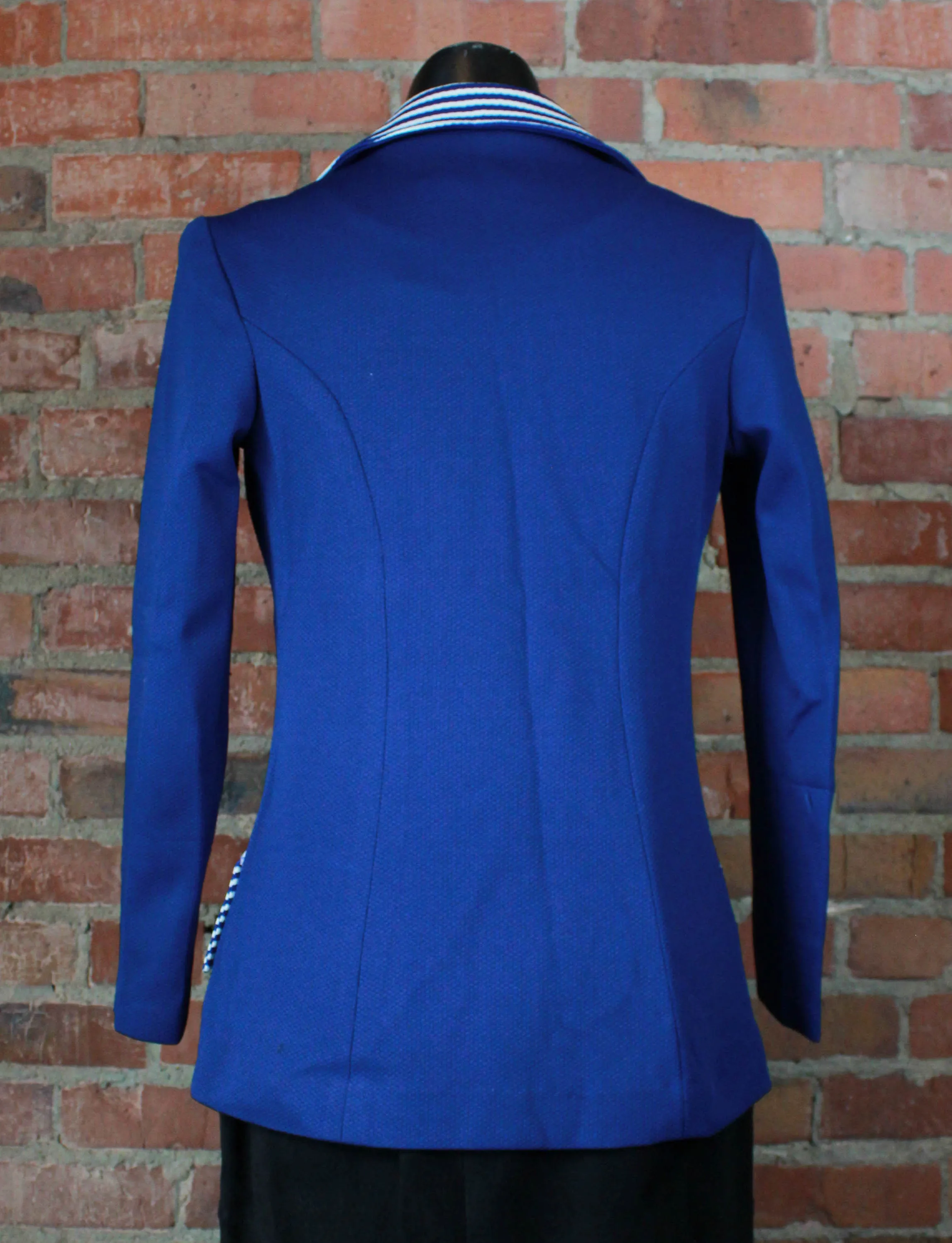 Women's Vintage 70's Montgomery Ward Blazer Jacket Blue Striped Small